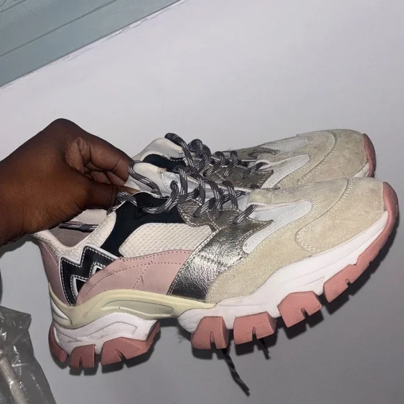 Moncler Women's Sneakers in Pink, Silver, and Black - Picture 4 of 4